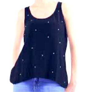 ANGELA MARIE for Chez Rhinestone Chip Sleeveless Black Blouse Size 3X